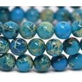 thumbnail image 2 of Turquoise Blue Sea Sediment Jasper Gemstone 6mm Round Beads Stretch Bracelet 7 Inch Unisex, 2 of 3