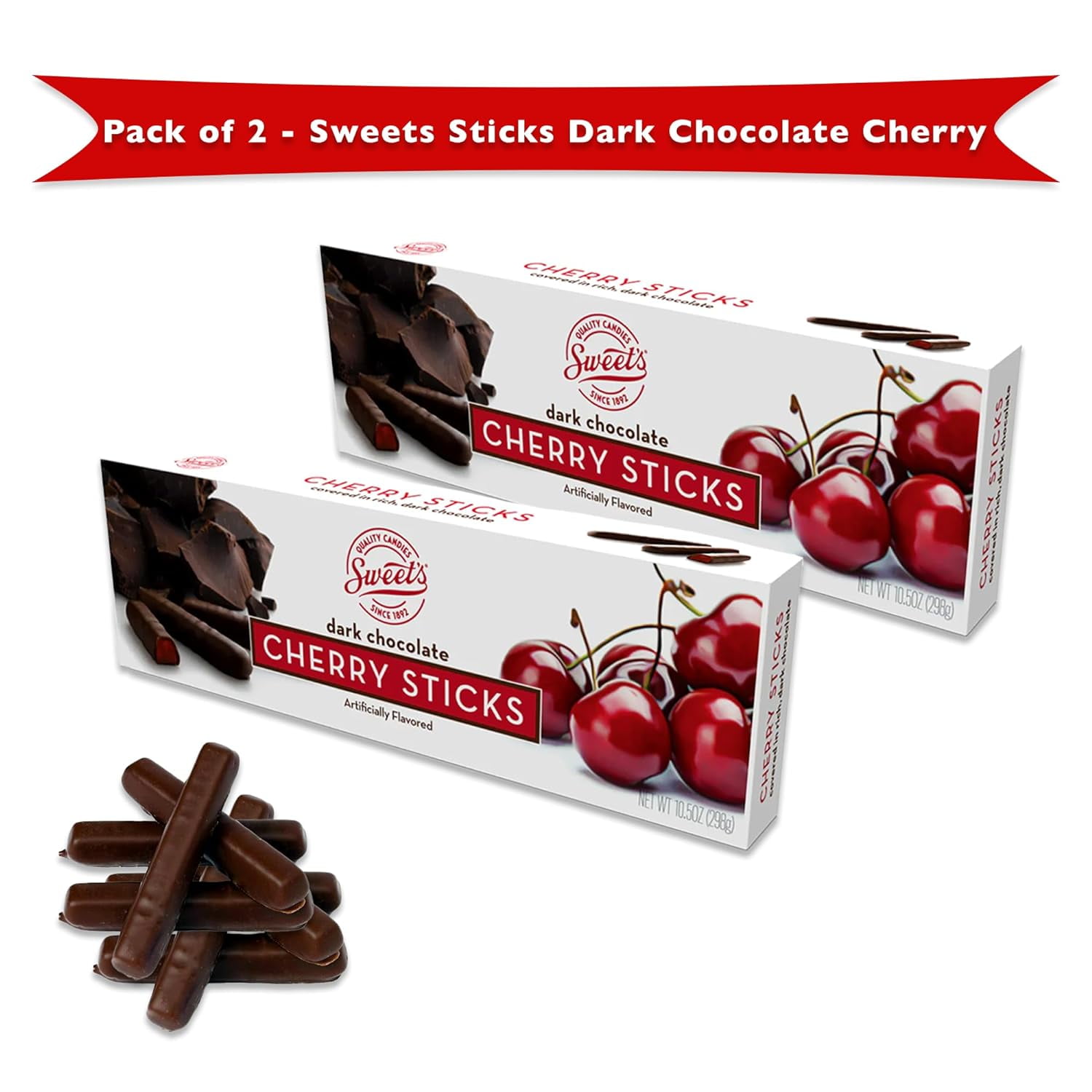 Sweet Candy Dark Chocolate Candy Sticks Cherry 2 Pack- Dark Chocolate Cherry Sticks, Sweets Cherry Sticks, Dark Chocolate Cherry Sticks, Cherry Chocolate Candy