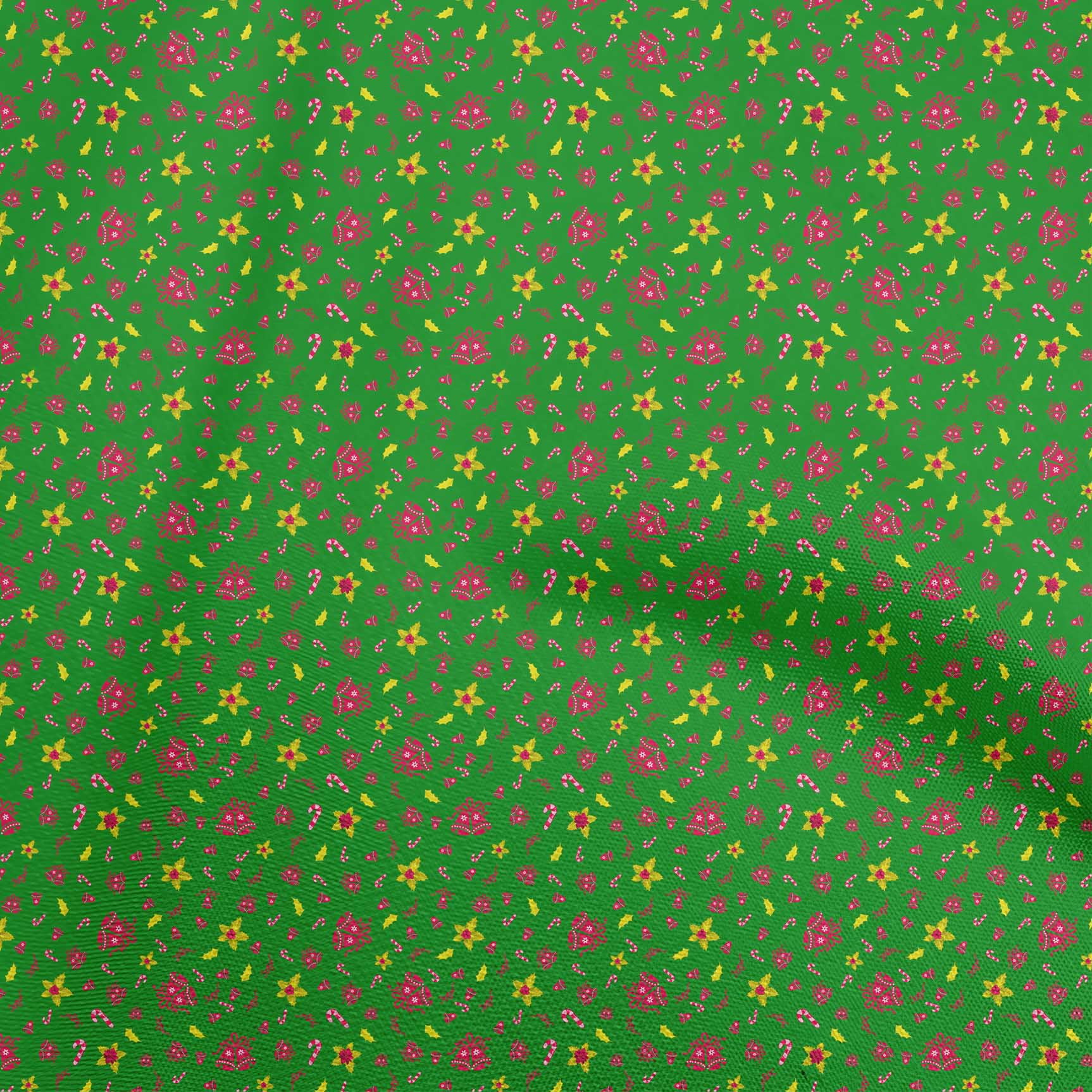 oneOone Cotton Jersey Green Fabric Christmas Dress Material Fabric Print Fabric By The Yard 58 Inch Wide