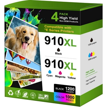 910 Ink 910XL 910 Ink Cartridges Combo Pack for HP Ink 910 XL Compatible with OfficeJet Pro 8020 8025 8028 8035 8030 8010 8015 8018 8022 Printer (1 Black, 1 Cyan, 1 Magenta, 1 Yellow, 4 Pack)