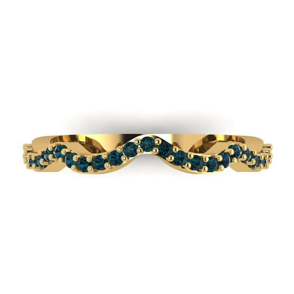 0.23 ctw Wedding Band for Women - 18K Yellow Gold Natural London Blue Topaz Stackable Eternity Ring