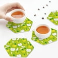 thumbnail image 7 of Disketp Green Apple Funny Coasters,6 Pcs Leather Coasters with Holder, Perfect Housewarming Hostess Gifts,Protect Furniture from Water Marks Scratch and Damage,Hexagon, 7 of 7