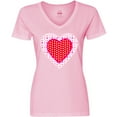 thumbnail image 3 of Inktastic Valentine Red Heart with Dots Women's V-Neck T-Shirt, 3 of 5