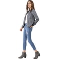 thumbnail image 4 of Chaqueta corta de motociclista Allegra K Piel sintética asimétrica con cremallera frontal Gris M, 4 of 6