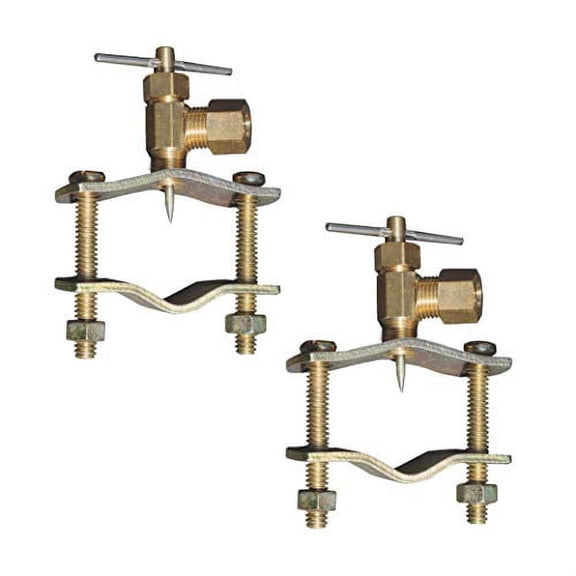 Self Piercing 1/4-Inch Compression Outlet Brass Saddle Needle Valve (2 Pack)