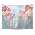 thumbnail image 1 of ZEALGNED Wonderland Landscape with Mushrooms Ferns and Grass Caterpillar with Hookah Cheshire Wall Art Hanging Tapestry Home Decor for Living Room Bedroom Dorm 51x60 inch, 1 of 2