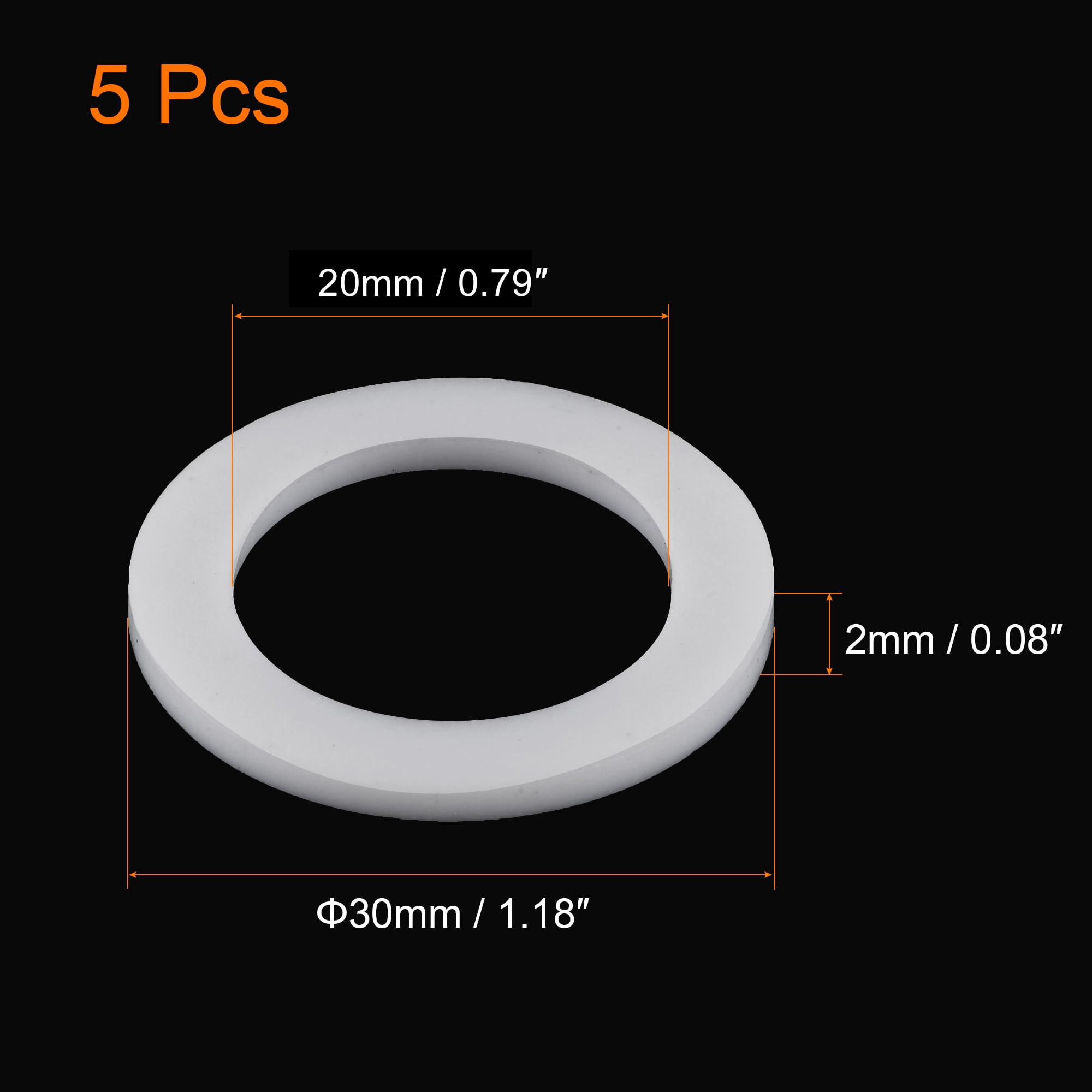 Unique Bargains Polytetrafluoroethylene Flat Washers OD 1.18" ID 0.79" Thick 0.08"