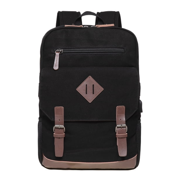 KAUKKO Mochila de Lona Vintage - Mochila para Exteriores de Gran Capacidad, Multifuncional y Duradera KF19, 16.2L(NEGRO)