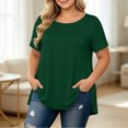 thumbnail image 6 of ClodeEU Plus Size Women's Round Neck Short Sleeve Tunic Top,Casual Loose A Line Flared Hem Solid Swing Blouse ,Women's Plus XXL, 6 of 6