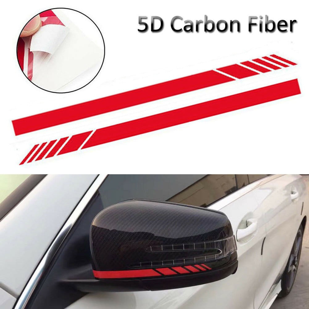 Car Accessories Rearview Mirror Carbon Fiber 5D Sticker Vinyl Stripe Decal Pair 