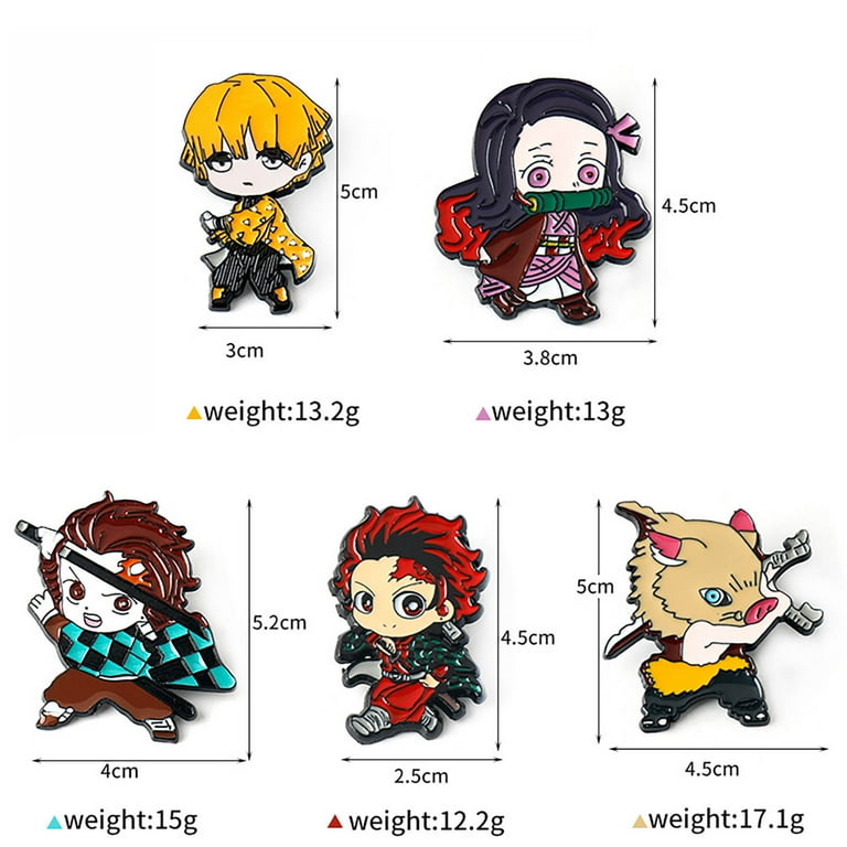 ZILEFSILK 4PCS Cute Enamel Pins Set Anime Demon Slayer Figure for