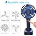 thumbnail image 2 of Mini Handheld Fan Portable, Hand Held Personal Fan Rechargeable Battery Operated Powered Cooling Desktop Electric Fan with Base, 2500Mah Battery 4 Modes for Home Office Travel Outdoor, 2 of 5