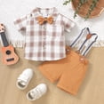 thumbnail image 2 of Youmylove Toddler Boys Short Sleeve Plaid Prints T Shirt Tops Shorts Child Kids Gentleman Outfits Outfit For Boys, 2 of 7