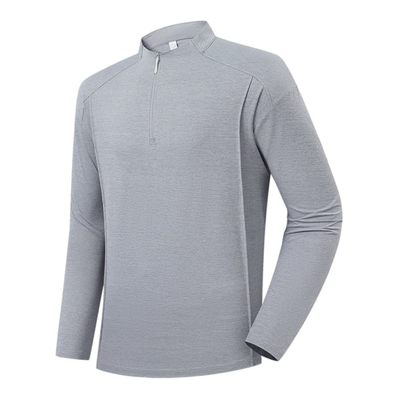 Xzbqbs Long Sleeve Shirts for Men Quarter Zip Sun Protection Stretch Pullover Tops Fashion Muscle Fit Lightweight Running Shirts