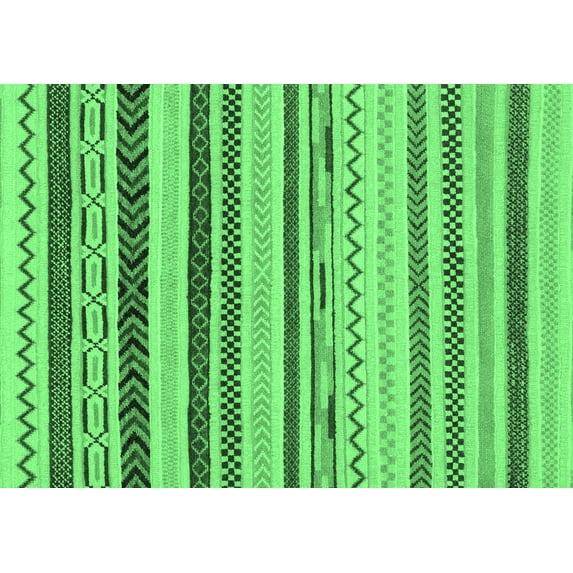 Ahgly Company Indoor Rectangle Abstract Emerald Green Modern Area Rugs, 2' x 3'