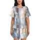 thumbnail image 1 of Balery The Cat Looks in the Mirror Conjunto de Pijama para Mujer con Estampado, Dos Piezas de Manga Corta y Shorts, Ropa de Dormir Suave con Cuello Redondo y Bolsillos-Medium, 1 of 6