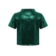 thumbnail image 4 of TSSOE Kids Girls Metallic Strap Tie Round Neck T-shirt Sparkly Short Sleeve Hip Hop Jazz Dance Crop Top Green 6-10, 4 of 5
