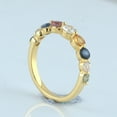 thumbnail image 3 of KIRAN FINE JEWEL Round Blue Sapphire Half Eternity Ring Yellow Gold Plated 925 Sterling Silver Wedding Band Ring Statement Jewelry Gift For Her, 3 of 5