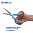 thumbnail image 5 of Westcott 8 Inch Straight Stainless Steel Scissors with Soft Handles, Assorted Colors, Pack of 15, 5 of 12