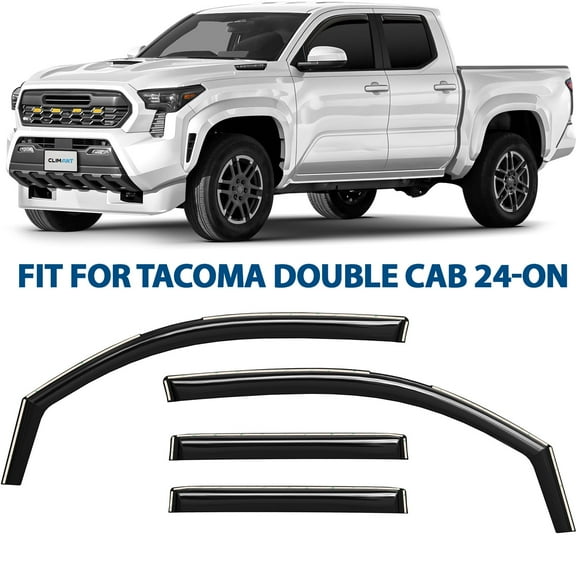CLIM ART in-Channel Incredibly Durable Rain Guards for Toyota Tacoma Double Cab 2024-2026, Original Window Deflectors, Vent Window Visors, Vent Deflector, 4 pcs. - 624173
