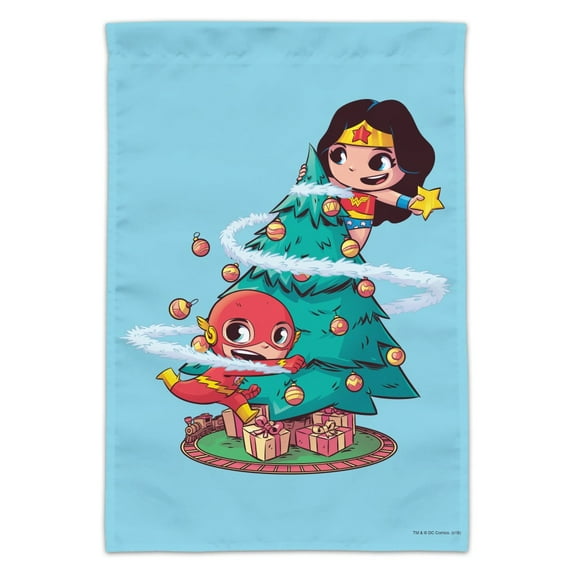 Wonder Woman and Flash Christmas Tree Garden Yard Flag