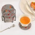 thumbnail image 5 of 6 Pcs Drink Coasters with Holder 3.94in Woven Coasters for Drinks Red Berries and Robin Birds Coaster Set for Protection Table, 5 of 7