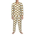 thumbnail image 3 of Fuzoiu Pizza Print Men's Long-Sleeved Pajama,Lounge Button Down Nightwear,Mens Notch Collar Pajama Set -Medium, 3 of 7