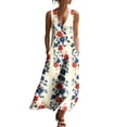 thumbnail image 3 of VBVC Women's Floral V-Neck Sleeveless Maxi Dress,Button Detail Loose Flowy Dress For Women,Ladies' Casual Patriotic Summer Sundress with Pockets,Multicolor,S-3XL, 3 of 8
