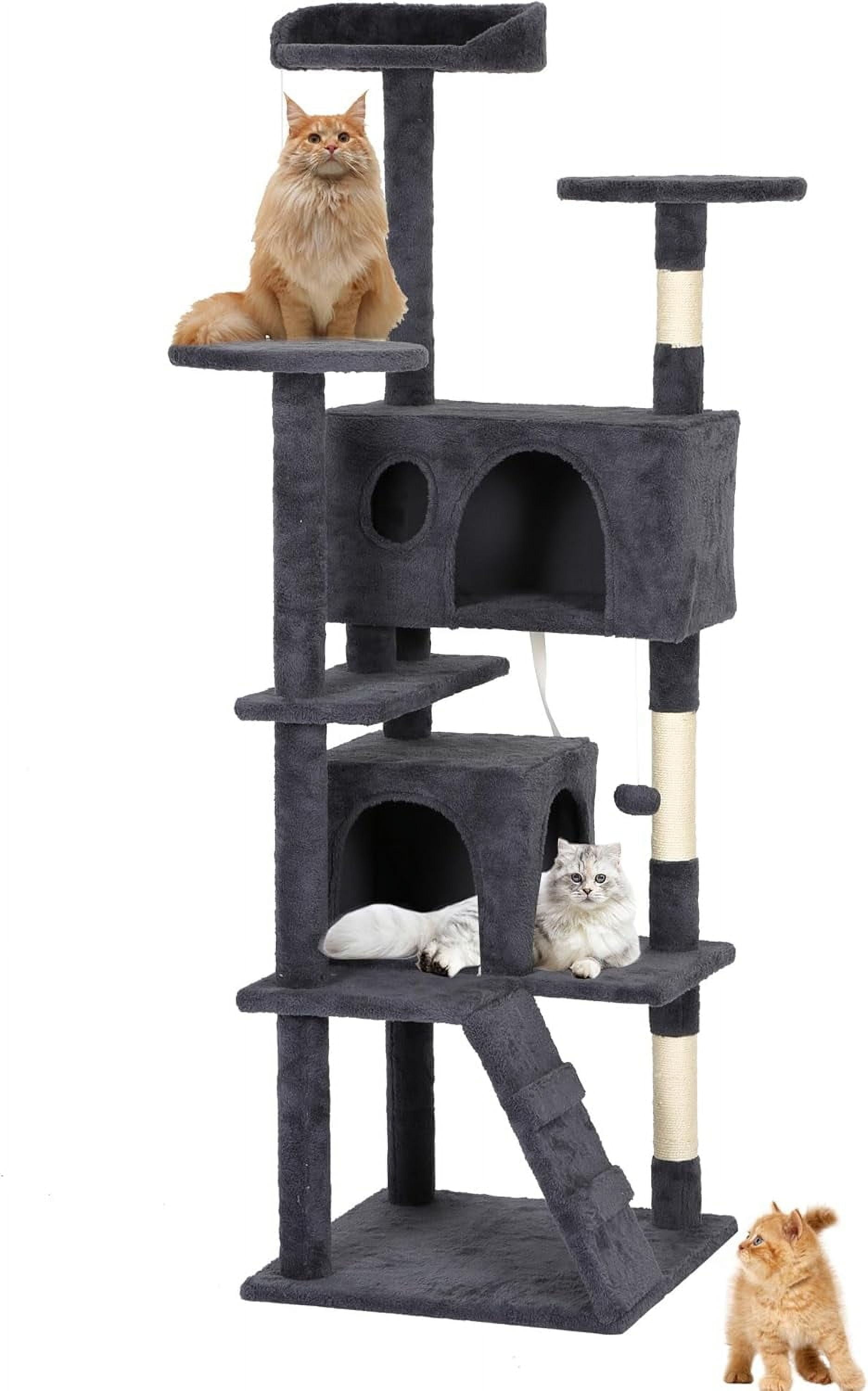 CL.HPAHKL 62 in Cat Tree Tower, Multi-Level Cat Condo Furniture with Scratch Post & Funny Toys for Kittens Pet House Play, Dark Gray