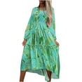 thumbnail image 1 of Moda mujer vendaje pliegue manga larga causal estampado floral vestido largo Fridja  yut4031, 1 of 8