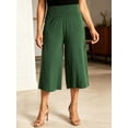 thumbnail image 4 of LMLYSoH Women’s High Rise Capri Pants Elastic Waist Solid Color Loose Fit Cropped Pants Trousers, 4 of 8
