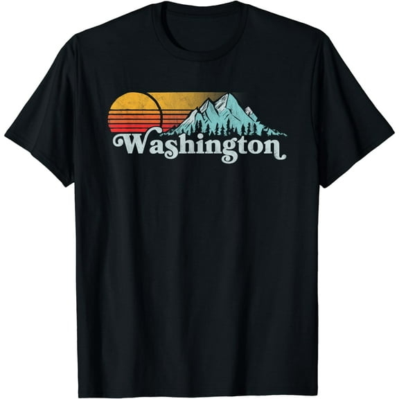Vintage Washington State Retro Distressed Mountains Graphic T-Shirt
