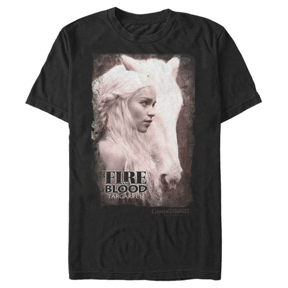 Men's Game of Thrones Daenerys Fire and Blood Frame Graphic Tee Black 3X Large