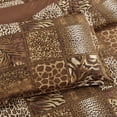thumbnail image 3 of WPM 3 Piece Animal Print Sheet Set, Chocolate Brown Leopard Zebra Giraffe Jungle Forest Theme Flat Fitted Sheets with Pillow Sham Twin Size Bedding- Safari Design (Brown, Twin), 3 of 9