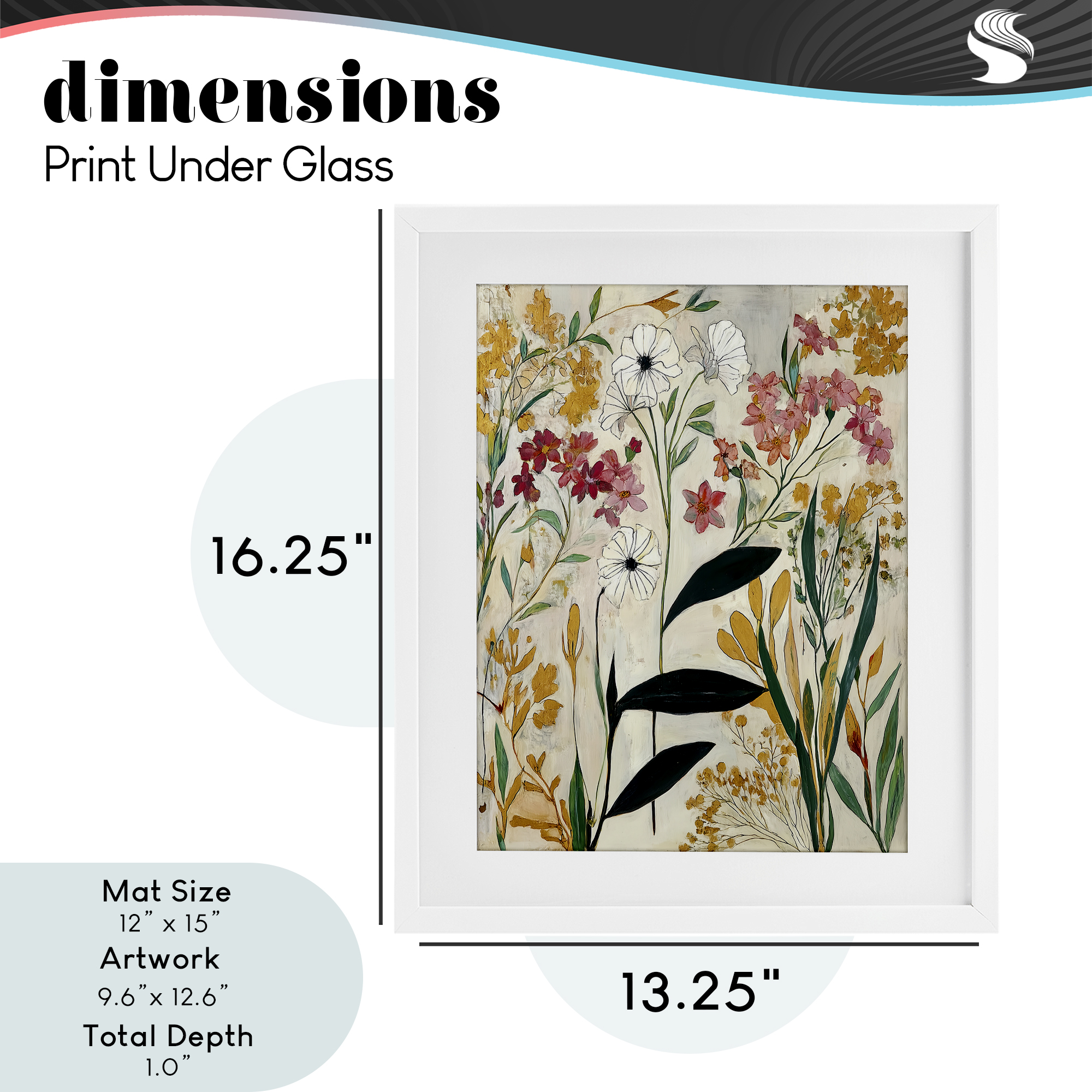 Vintage Playful Botanicals White Framed Print Under Glass, design by Annabelle Hall