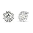 thumbnail image 4 of 2 1/5 ct.t.w Center 6MM Round Cut Lab Created Moissanite Diamond Flower Halo Stud Earrings In 14K White Gold Over Sterling Silver Jewelry For Women (G-H Color, VVS1 Clarity, 2.20 Cttw), 4 of 7