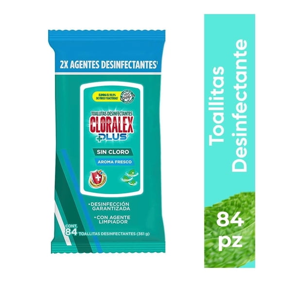 Toallitas desinfectantes Cloralex Plus aroma fresco 84 pzas