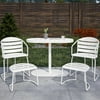 COSCO Outdoor Furniture, 5 Piece Patio Bistro Set with Nesting Ottomans, Steel, White