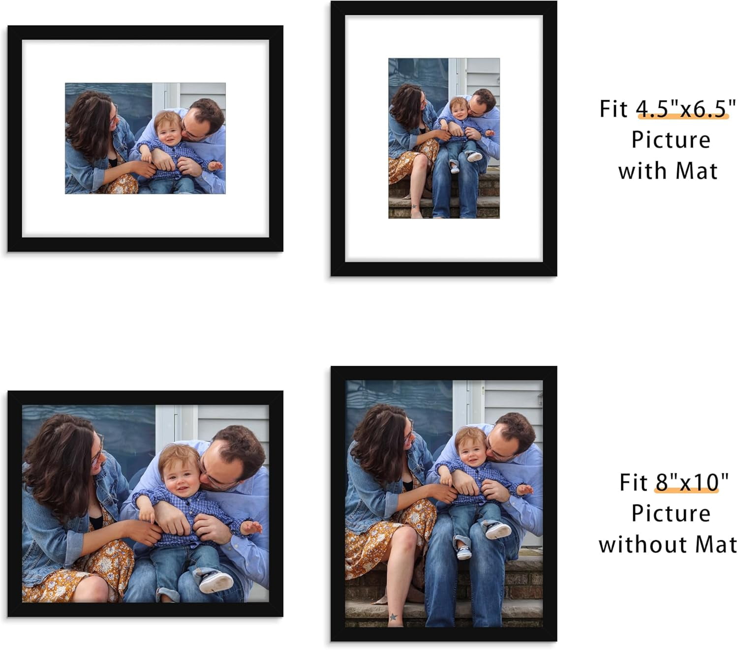 Cozymood 6 pack Black Composite Wood Picture Frames, 8 x 10 Gallery Wall Frame Set