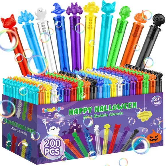 200 PCS Halloween Mini Bubble Wands, Halloween Party Favors for Kids, Bubble Wand Bulk for Goodie Bag Stuffers, Trick or Treat, Halloween School Clas