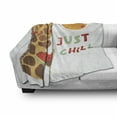 thumbnail image 3 of Giraffe Soft Flannel Fleece Throw Blanket, Illustration of Funny Giraffe Eating Watermelon with Sun and Words Just Chill, Cozy Plush for Indoor and Outdoor Use, 60" x 80", Multicolor, by Ambesonne, 3 of 6