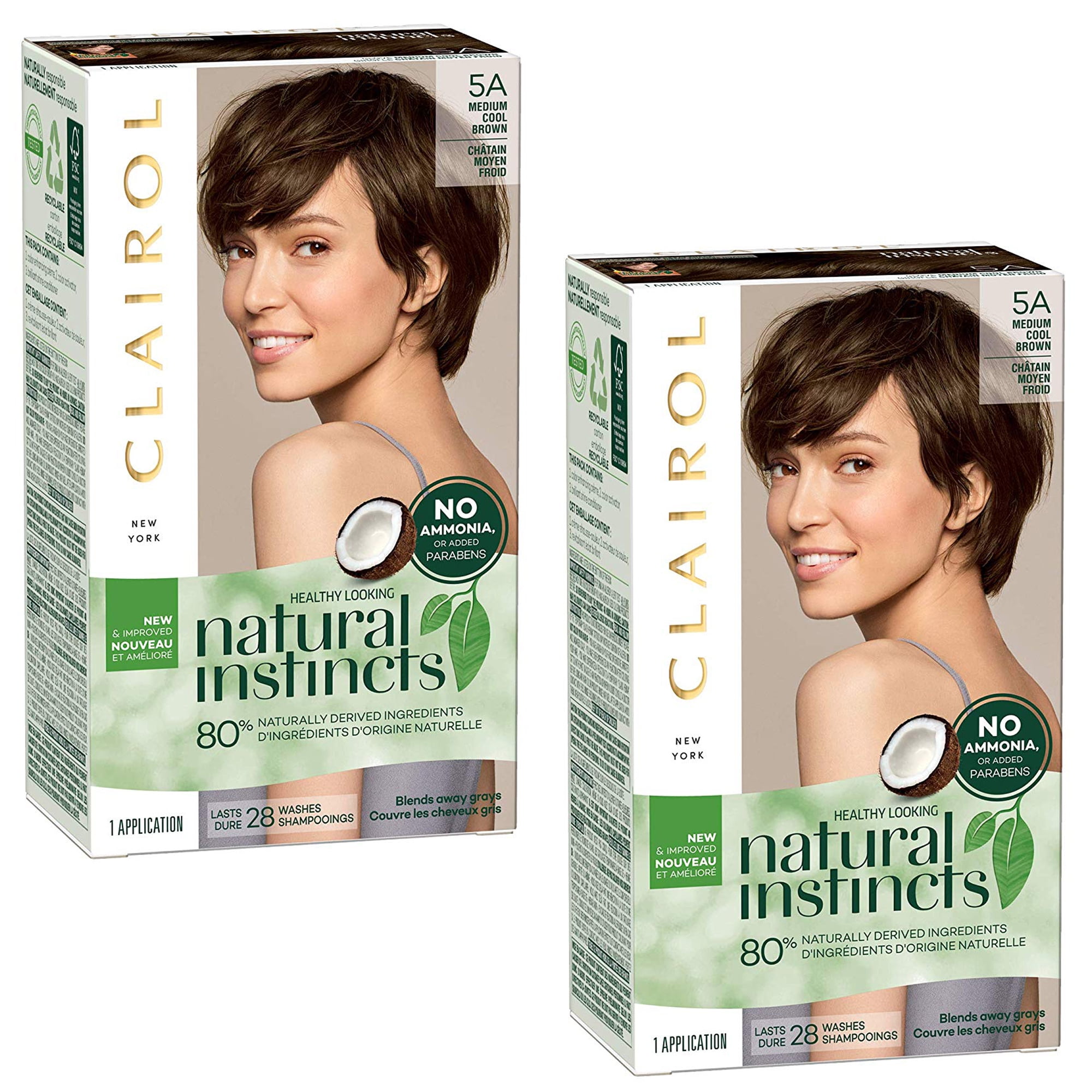 (2 Pack) Natural Instincts Clairol NonPermanent Hair Color 5A Medium