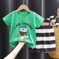 thumbnail image 2 of TOWED22 Baby Boy Shorts Set Summer Clothes Toddler Bear Embroidery Striped Short Sleeve Lapel T-shirt Shorts Outfit(Green,9-18 Months), 2 of 4