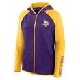 thumbnail image 2 of Women's Fanatics Purple/Gold Minnesota Vikings Redzone End Around Pass Raglan Full-Zip Hoodie, 2 of 3