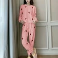 thumbnail image 2 of ibuvkizy Pajamas for Women Set,Women's Winter Zipper Coral Velvet Home Clothes Half Cardigan Casual Long Top Pants Pajama Set Pink, 2 of 6
