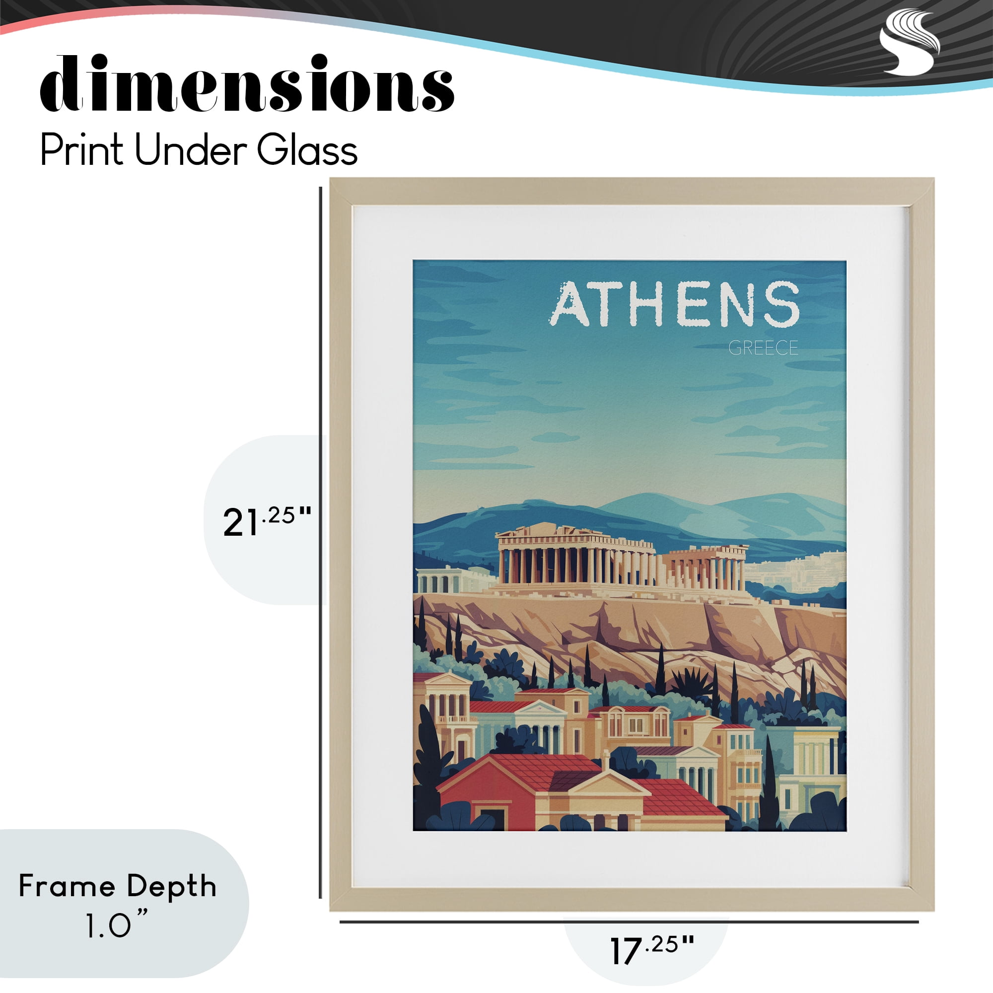 Stupell Industries Athens Topography Cityscape Birch Framed Print Under Glass, design by Andreas Magnusson