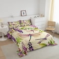thumbnail image 3 of YST Spring Flowers Down Comforter, Queen, Rustic Farmhouse Purple Floral Dragonflies Bedding Set, 3 of 6