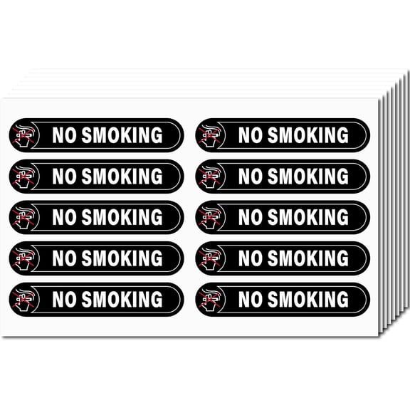 8 Sheets No Smoking Self Adhesive Stickers Remarkable Warning Stickers Waterproof Oblong Labels Decor Decals Removable Sign Decal for Car Exterior Doors Windows Public Place Signage 4.9x1in for DIY