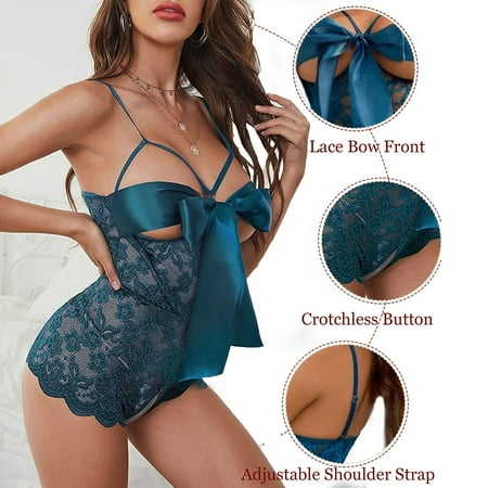 B91xZ Lingerie For Women Women Fashion 1 Pieces Lingerie Roleplay Lingerie Women Red Lingerie Bodysuit with Stockings Green XX-Large