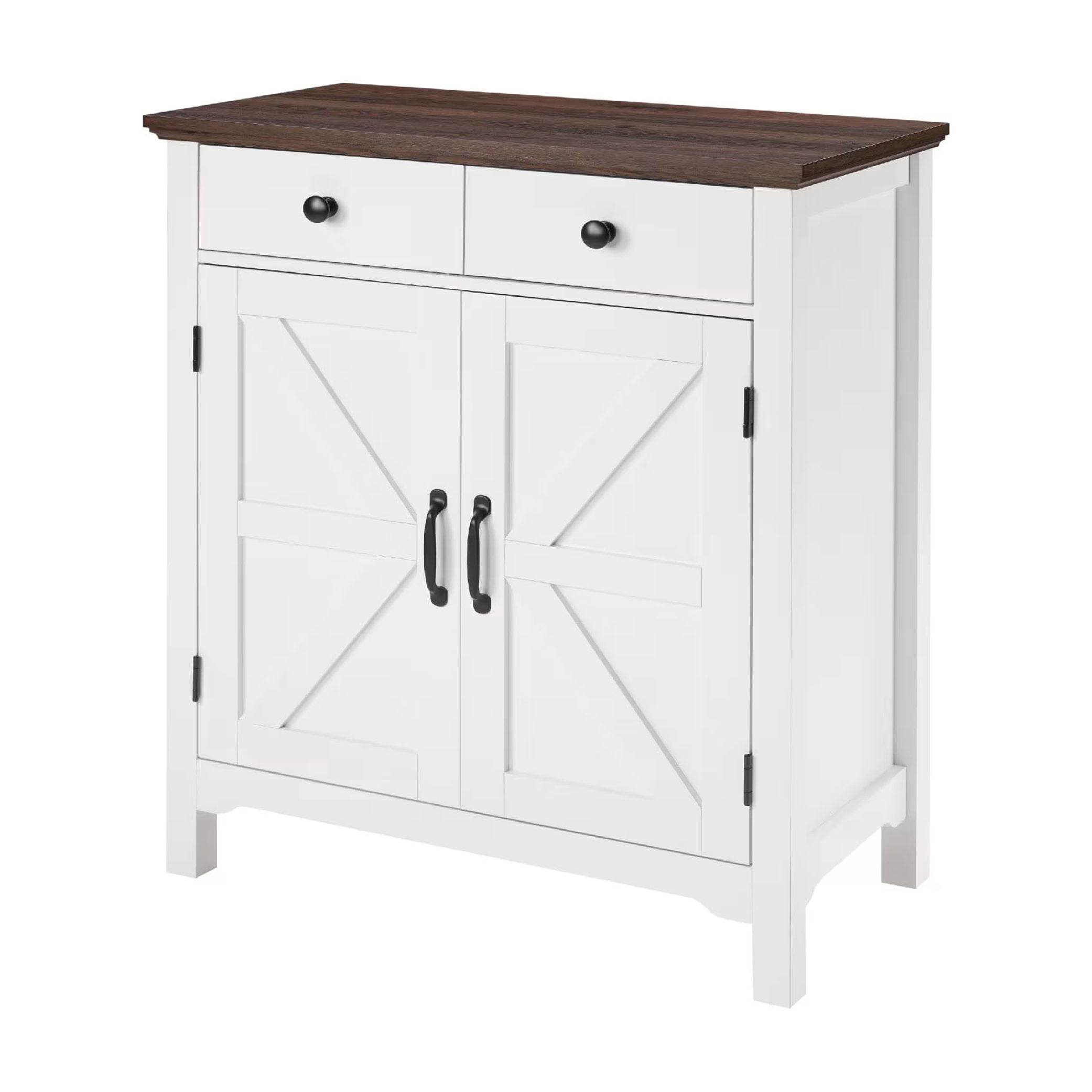 MAYEERTY Farmhouse Buffet Cabinet with 2 Drawers and Adjustable Shelf, Rustic Sideboard with Barn Door, for Kitchen, Dining Room, Entryway